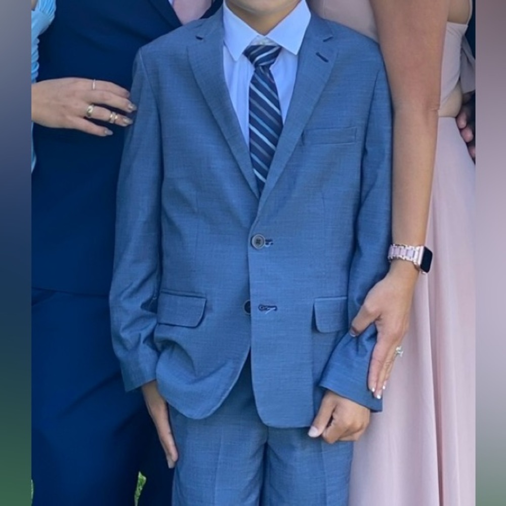 Boys suit in light blue with white button down shirt (3pieces)